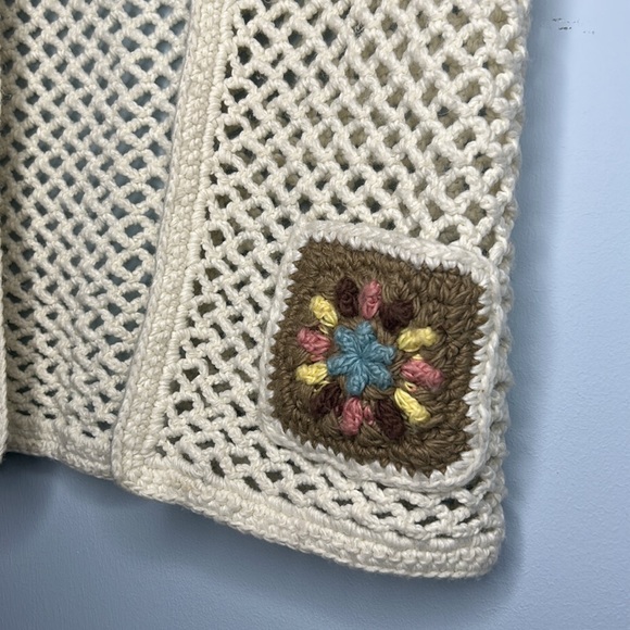 Hand Crocheted Open Front Pocket Vest Knitiva Size M - Picture 6 of 9